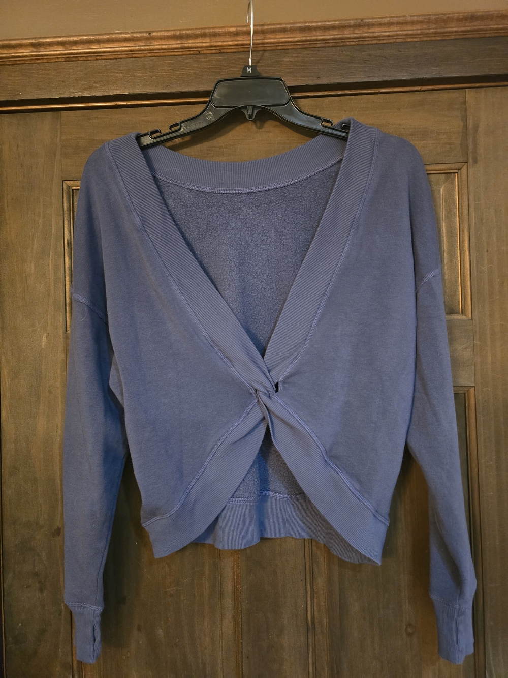 aerie Twist-back V-back Long Sleeve Top - Blue Small